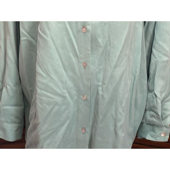 Soft Surroundings Teal Tencel Button Down Tunic Oval Buttons Style 10320 Size L - Picture 10 of 13